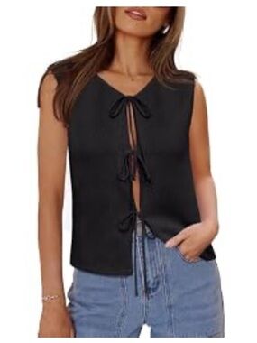 ASOS Black Tie-Front Sleeveless Camisole
